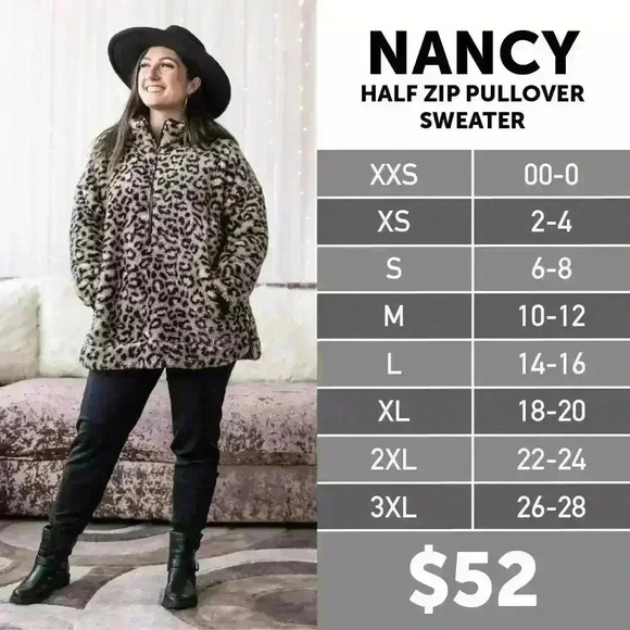 LuLaRoe Nancy Half-Zip Black Gray Aztec Jacket Large - Picture 1 of 7